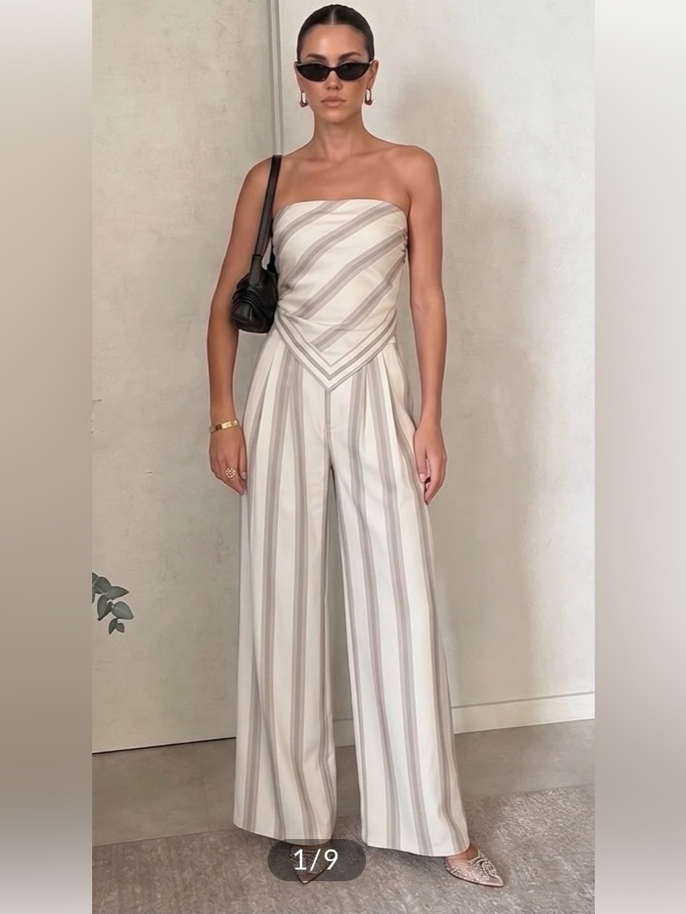 Commense Strapless Top & Wide Leg Pants Set